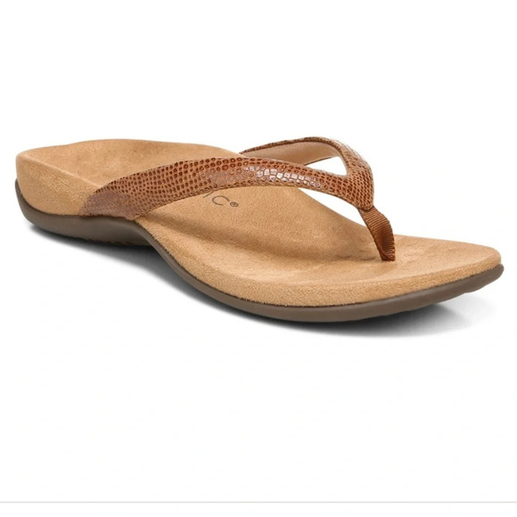 NWOT Vionic Dillon Toe Post Sandal - Cognac Lizard - Picture 1 of 6